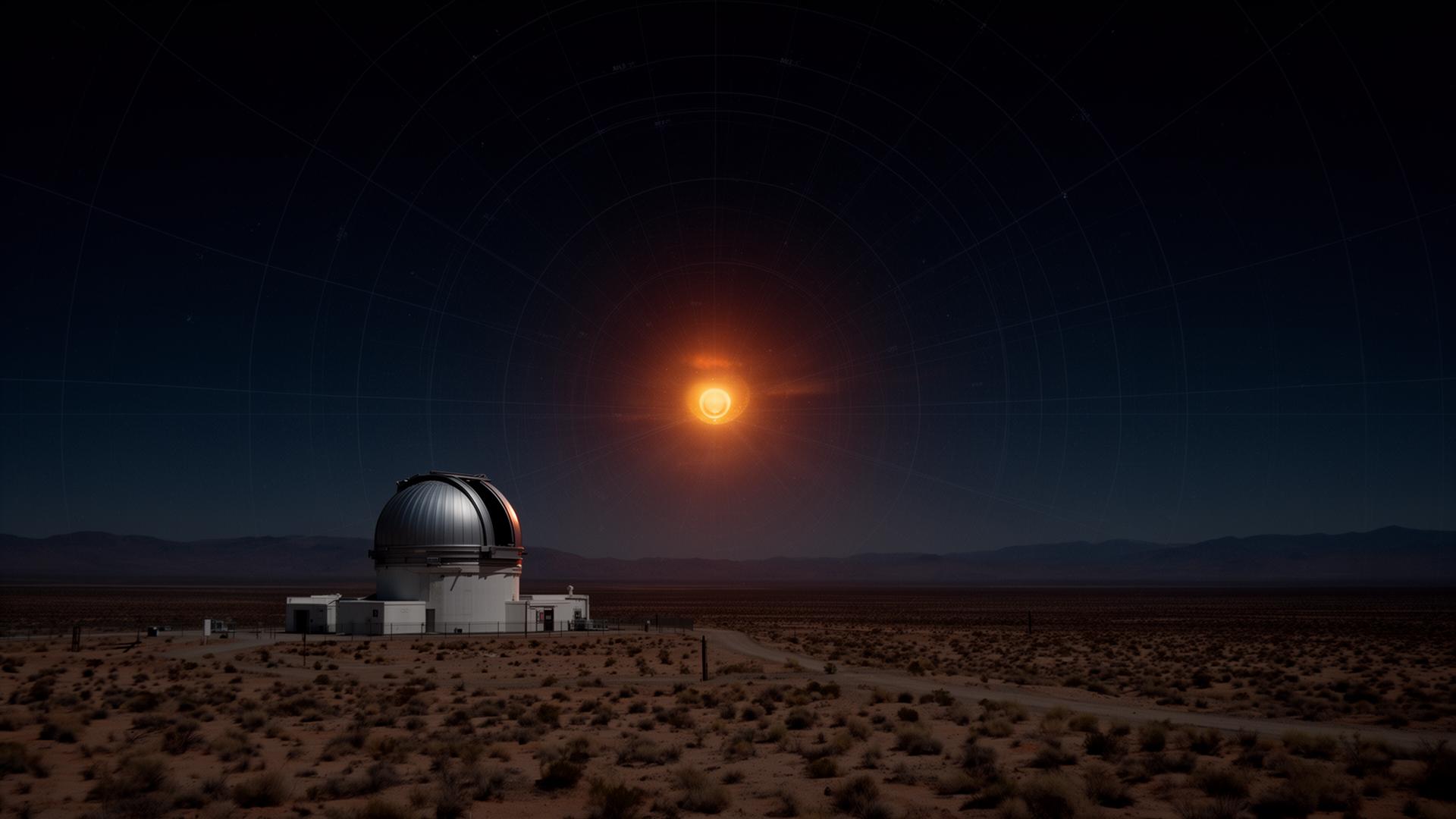 Observatory at night with anomalous aerial light